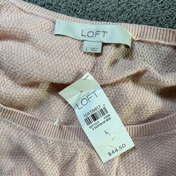 Ann Taylor LOFT Sweater Womens Large  Pink Knit‎ Scoop Neck Lightweight NEW - Picture 5 of 8